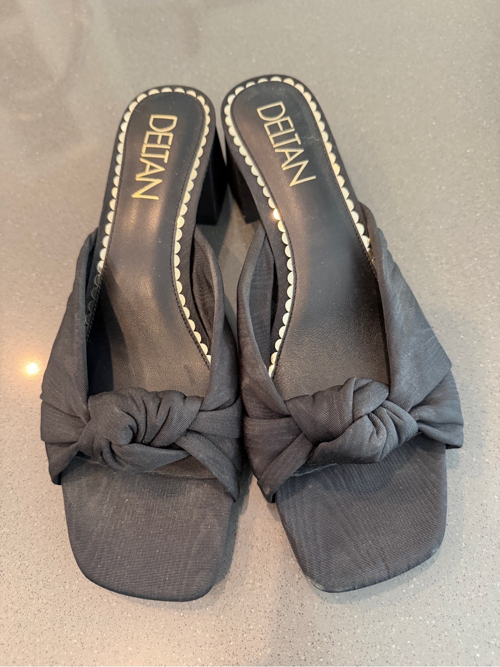 Deltan Black Knotted Slide Mules
